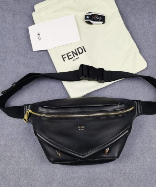 1:1 Replica Fendi Little Monster Belt Bag Black For Men, Men's Bags 7.9in/20cm FF