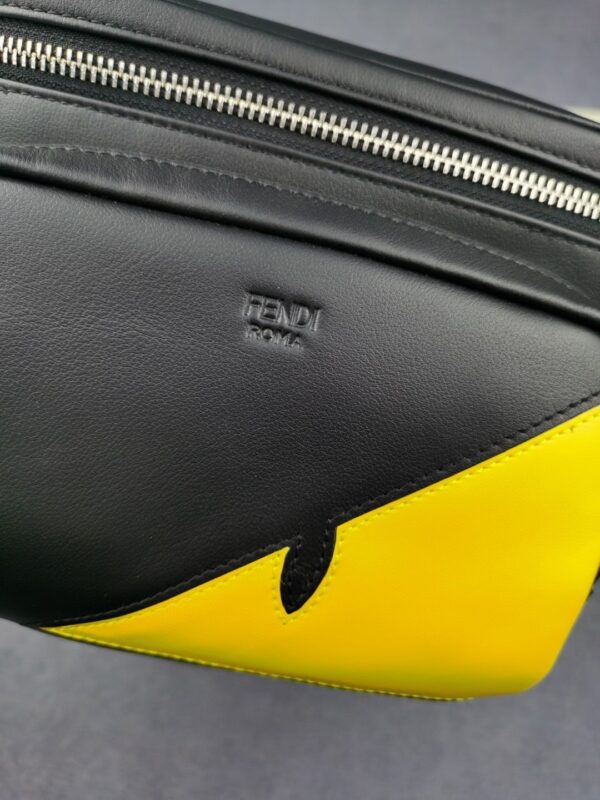 1:1 Replica Fendi Little Monster Belt Bag Black/Yellow For Men, Men's Bag 7.9in/20cm FF