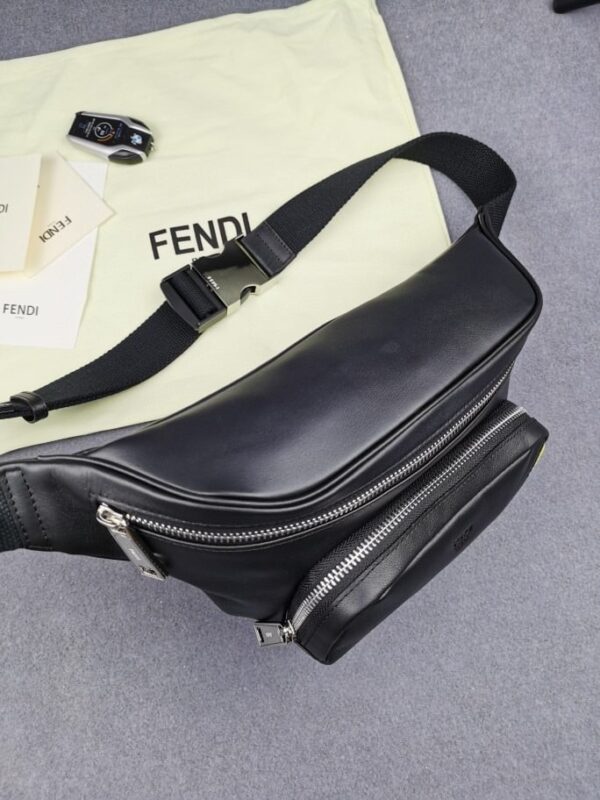 1:1 Replica Fendi Little Monster Belt Bag Black/Yellow For Men, Men's Bag 7.9in/20cm FF