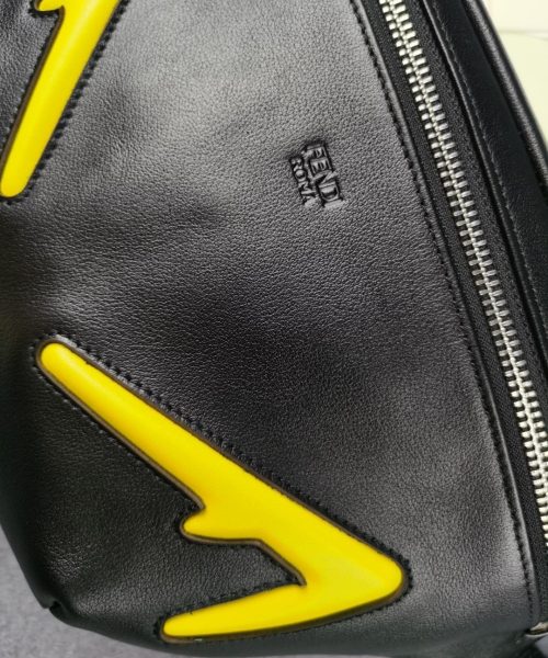 1:1 Replica Fendi Little Monster Belt Bag Black/Yellow For Men, Men's Bags 7.9in/20cm FF