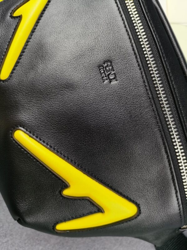 1:1 Replica Fendi Little Monster Belt Bag Black/Yellow For Men, Men's Bags 7.9in/20cm FF
