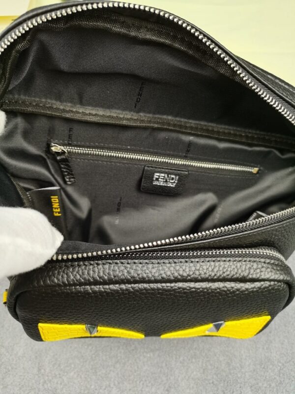 1:1 Replica Fendi Little Monster Belt Bag Black/Yellow For Men, Men's Bags 7.9in/20cm FF