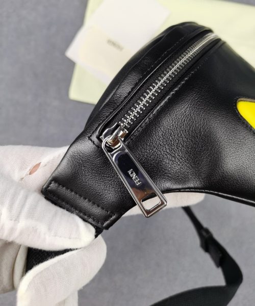 1:1 Replica Fendi Little Monster Belt Bag Black/Yellow For Men, Men's Bags 7.9in/20cm FF