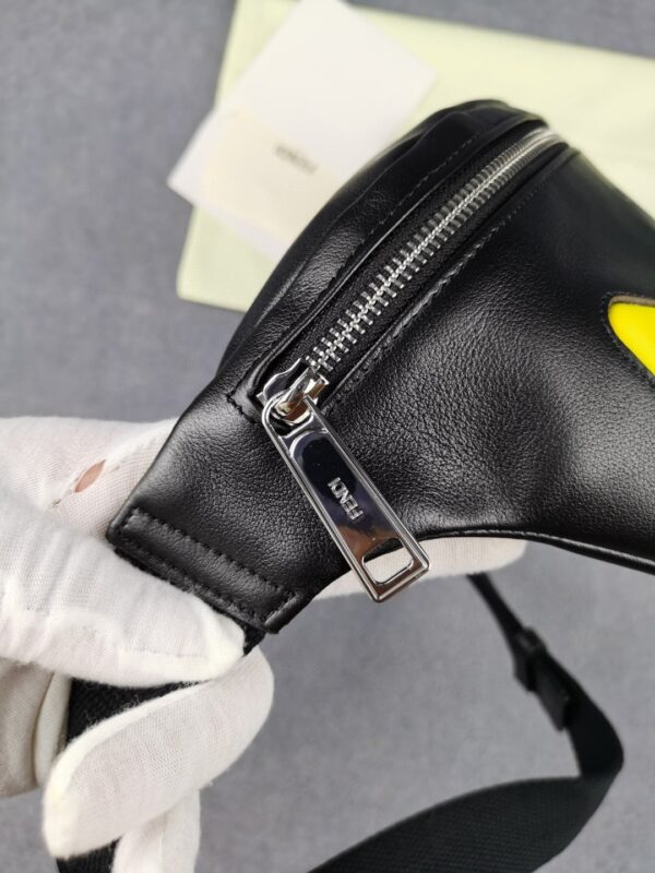 1:1 Replica Fendi Little Monster Belt Bag Black/Yellow For Men, Men's Bags 7.9in/20cm FF