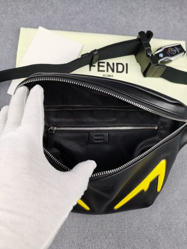 1:1 Replica Fendi Little Monster Belt Bag Black/Yellow For Men, Men's Bags 7.9in/20cm FF