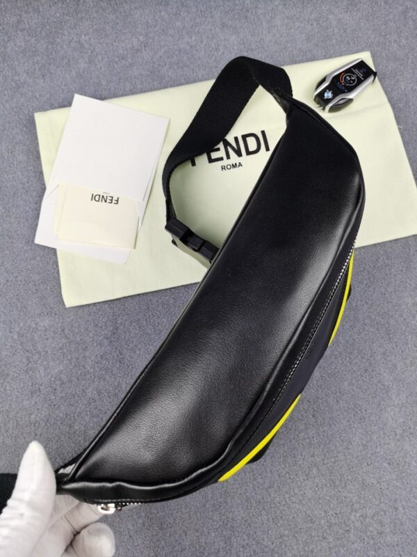 1:1 Replica Fendi Little Monster Belt Bag Black/Yellow For Men, Men's Bags 7.9in/20cm FF
