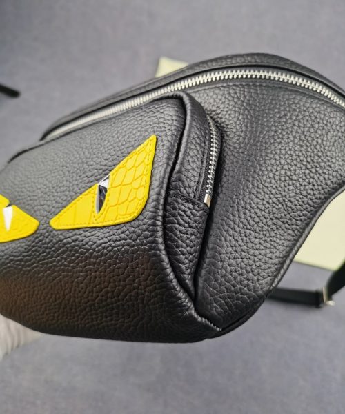 1:1 Replica Fendi Little Monster Belt Bag Black/Yellow For Men, Men's Bags 7.9in/20cm FF