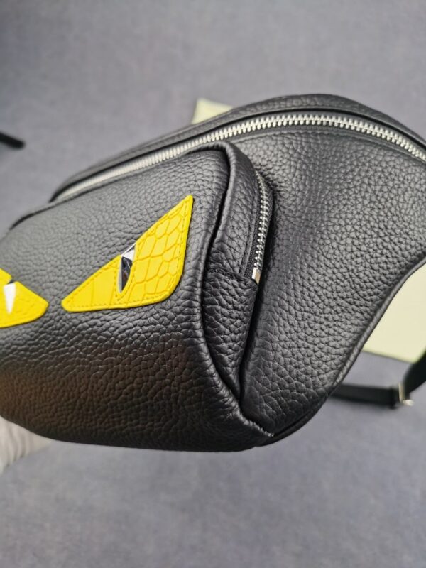 1:1 Replica Fendi Little Monster Belt Bag Black/Yellow For Men, Men's Bags 7.9in/20cm FF
