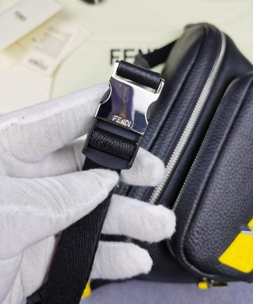 1:1 Replica Fendi Little Monster Belt Bag Black/Yellow For Men, Men's Bags 7.9in/20cm FF
