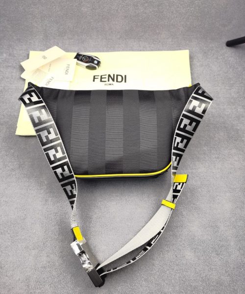 1:1 Replica Fendi Little Monster Belt Bag Black/Yellow/Gray For Men, Men's Bags 7.9in/20cm FF