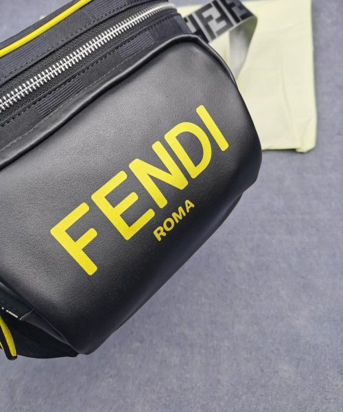 1:1 Replica Fendi Little Monster Belt Bag Black/Yellow/Gray For Men, Men's Bags 7.9in/20cm FF