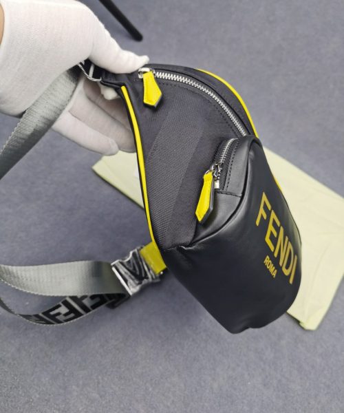 1:1 Replica Fendi Little Monster Belt Bag Black/Yellow/Gray For Men, Men's Bags 7.9in/20cm FF