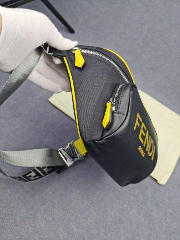 1:1 Replica Fendi Little Monster Belt Bag Black/Yellow/Gray For Men, Men's Bags 7.9in/20cm FF