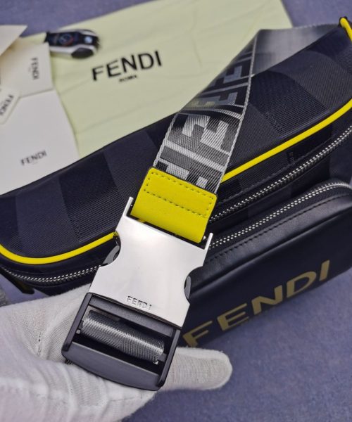 1:1 Replica Fendi Little Monster Belt Bag Black/Yellow/Gray For Men, Men's Bags 7.9in/20cm FF
