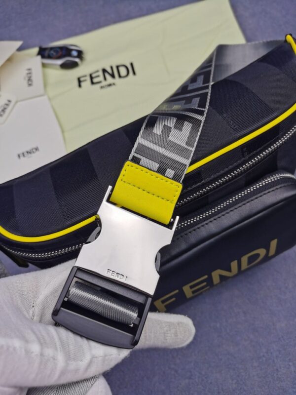 1:1 Replica Fendi Little Monster Belt Bag Black/Yellow/Gray For Men, Men's Bags 7.9in/20cm FF