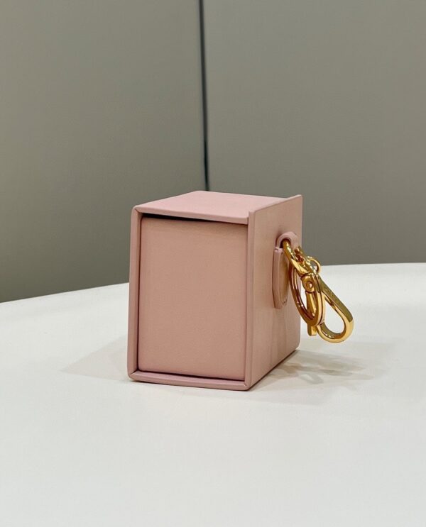 1:1 Replica Fendi Logo Box Keychain Pink Charm Bag For Woman 8cm/3in