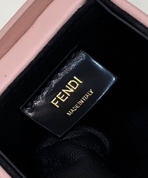1:1 Replica Fendi Logo Box Keychain Pink Charm Bag For Woman 8cm/3in