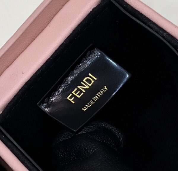 1:1 Replica Fendi Logo Box Keychain Pink Charm Bag For Woman 8cm/3in