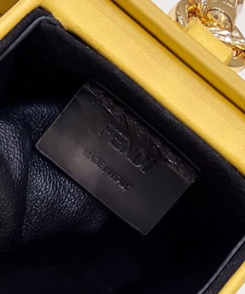 1:1 Replica Fendi Logo Box Keychain Yellow Charm Bag For Woman 8cm/3in