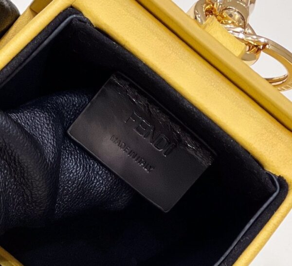 1:1 Replica Fendi Logo Box Keychain Yellow Charm Bag For Woman 8cm/3in