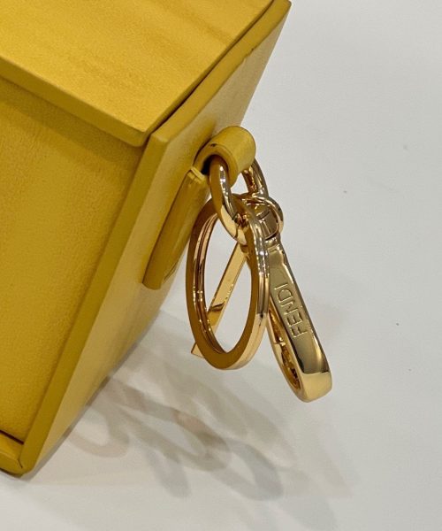 1:1 Replica Fendi Logo Box Keychain Yellow Charm Bag For Woman 8cm/3in
