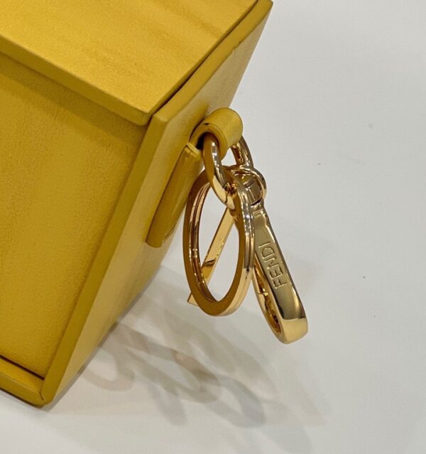 1:1 Replica Fendi Logo Box Keychain Yellow Charm Bag For Woman 8cm/3in