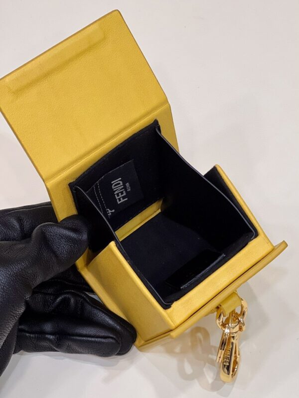 1:1 Replica Fendi Logo Box Keychain Yellow Charm Bag For Woman 8cm/3in