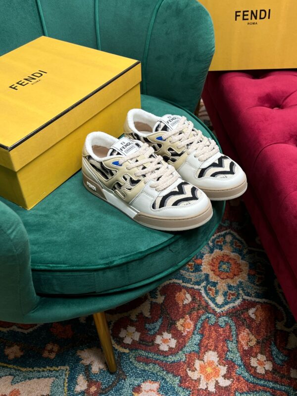 Fendi Match Low Tops In Beige For Women 