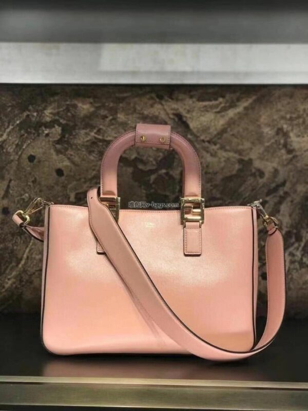 1:1 Replica Fendi Medium FF Tote Shoulder Pink Bag For Woman 38cm/15in