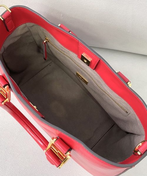 1:1 Replica Fendi Medium FF Tote Shoulder Red Bag For Woman 38cm/15in