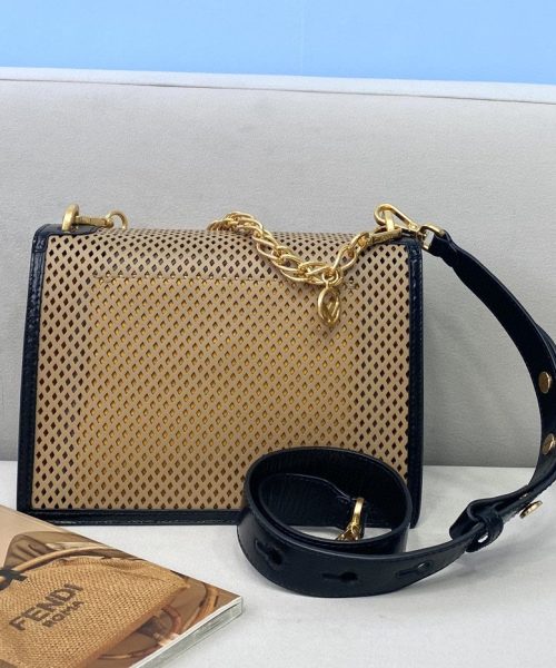 1:1 Replica Fendi Medium Kan U Black and Brown Bag For Woman 25cm/10in