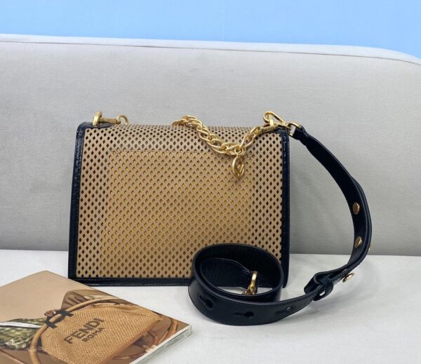 1:1 Replica Fendi Medium Kan U Black and Brown Bag For Woman 25cm/10in