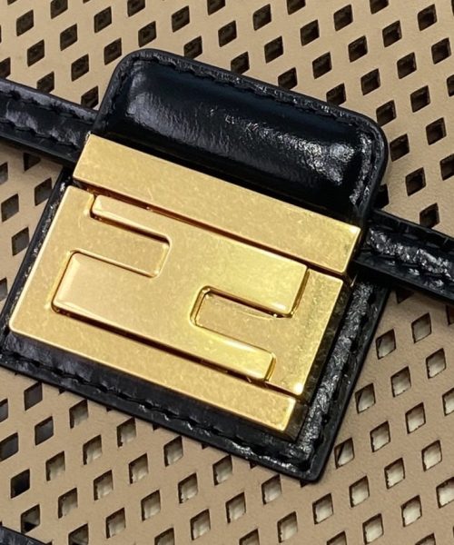 1:1 Replica Fendi Medium Kan U Black and Brown Bag For Woman 25cm/10in