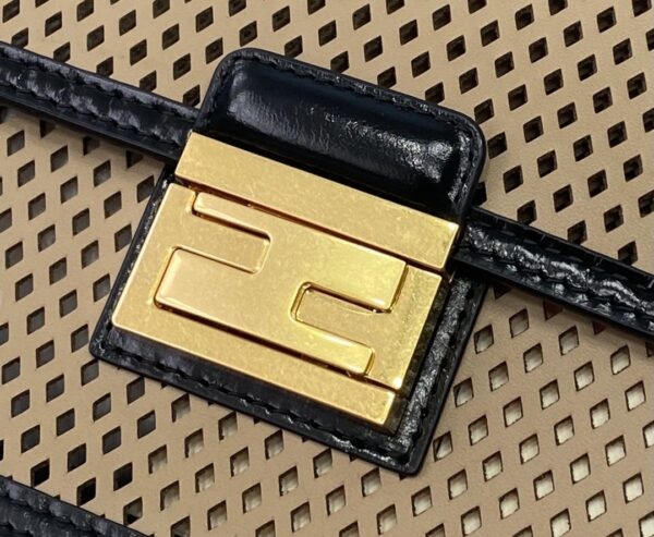 1:1 Replica Fendi Medium Kan U Black and Brown Bag For Woman 25cm/10in
