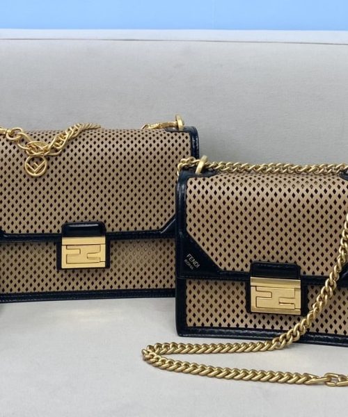 1:1 Replica Fendi Medium Kan U Black and Brown Bag For Woman 25cm/10in