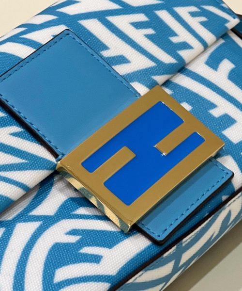 1:1 Replica Fendi Mini Baguatte 1997 Blue Glazed Bag For Woman 19.5cm/7.5in