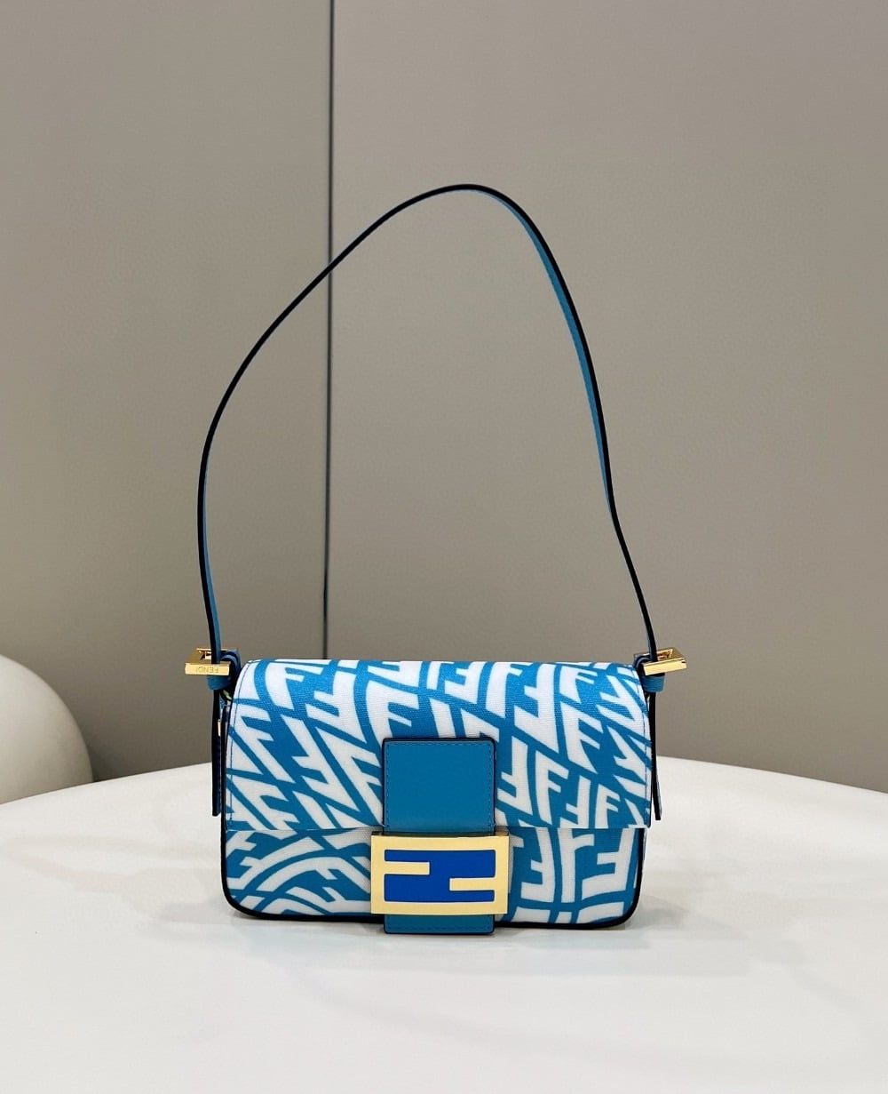 1:1 Replica Fendi Mini Baguatte 1997 Blue Glazed Bag For Woman 19.5cm/7.5in