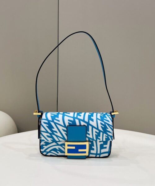 1:1 Replica Fendi Mini Baguatte 1997 Blue Glazed Bag For Woman 19.5cm/7.5in