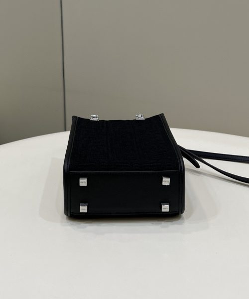 1:1 Replica Fendi Mini Sunshine Shopper Black Bag For Woman 18cm/7in