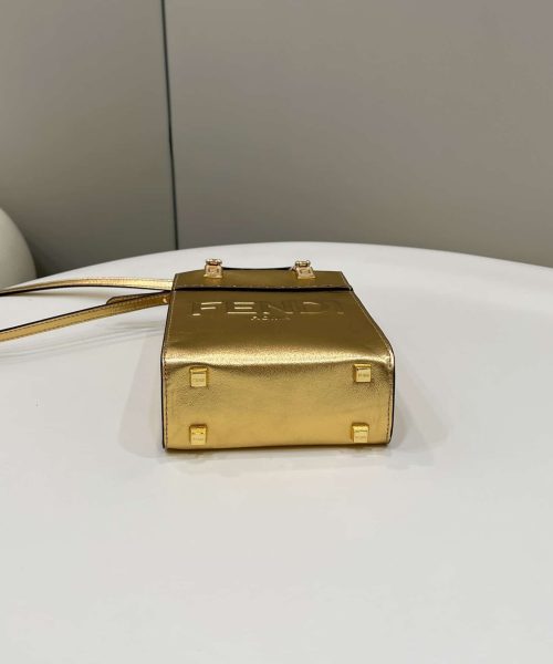 1:1 Replica Fendi Mini Sunshine Shopper Gold For Women, Women's Handbags, Shoulder And Crossbody Bags 7.1in/18cm FF 8BS051AJH7F1GNN
