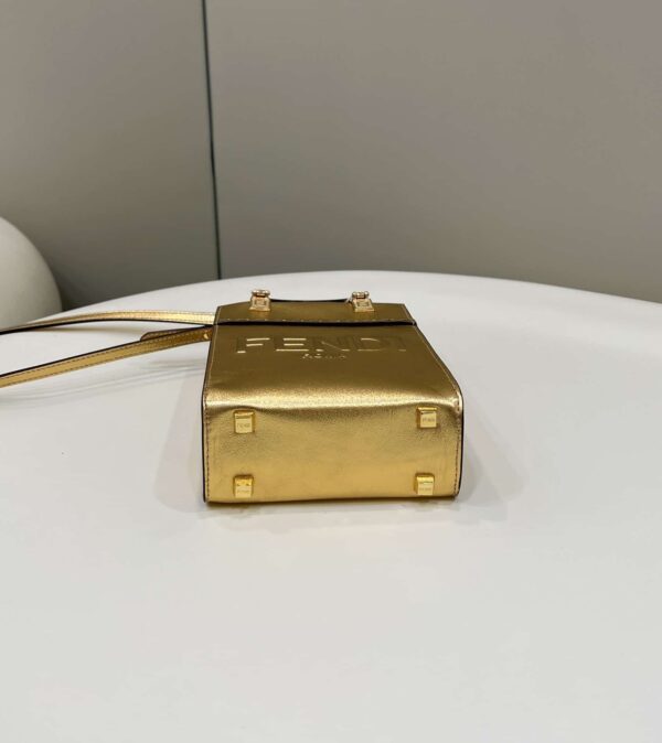 1:1 Replica Fendi Mini Sunshine Shopper Gold For Women, Women's Handbags, Shoulder And Crossbody Bags 7.1in/18cm FF 8BS051AJH7F1GNN
