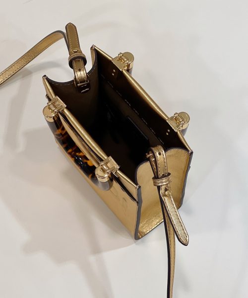1:1 Replica Fendi Mini Sunshine Shopper Gold For Women, Women's Handbags, Shoulder And Crossbody Bags 7.1in/18cm FF 8BS051AJH7F1GNN
