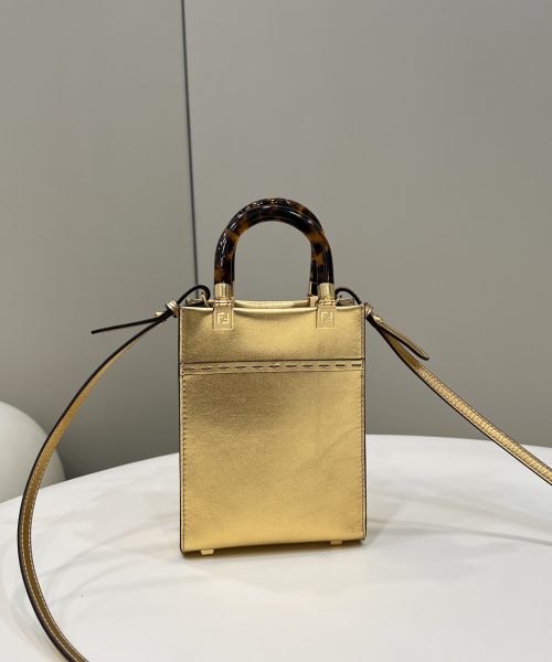 1:1 Replica Fendi Mini Sunshine Shopper Gold For Women, Women's Handbags, Shoulder And Crossbody Bags 7.1in/18cm FF 8BS051AJH7F1GNN
