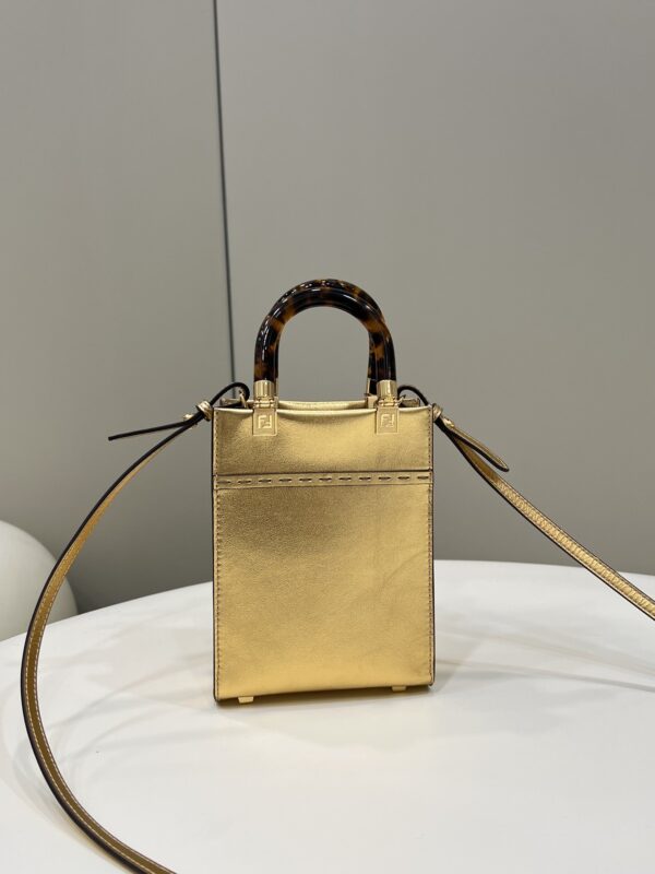 1:1 Replica Fendi Mini Sunshine Shopper Gold For Women, Women's Handbags, Shoulder And Crossbody Bags 7.1in/18cm FF 8BS051AJH7F1GNN