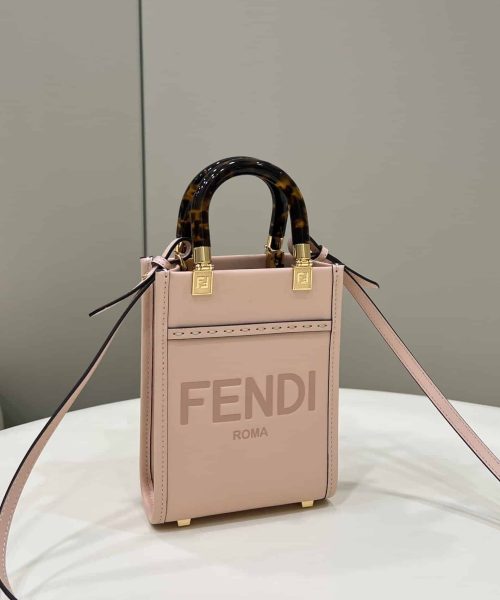 1:1 Replica Fendi Mini Sunshine Shopper Pink For Women, Women's Handbags, Shoulder And Crossbody bags 7.1in/18cm FF 8BS051