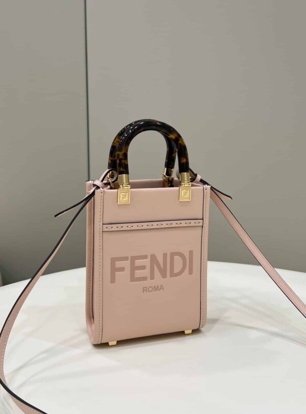1:1 Replica Fendi Mini Sunshine Shopper Pink For Women, Women's Handbags, Shoulder And Crossbody bags 7.1in/18cm FF 8BS051