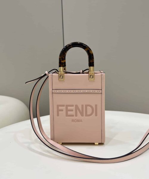 1:1 Replica Fendi Mini Sunshine Shopper Pink For Women, Women's Handbags, Shoulder And Crossbody bags 7.1in/18cm FF 8BS051