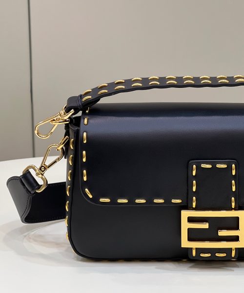 1:1 Replica Fendi Mon Baguette Medium Black Bag For Woman 28cm/11in