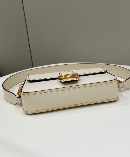 1:1 Replica Fendi Mon Baguette Medium White Bag For Woman 28cm/11in 8BR600AHMQF1FIR