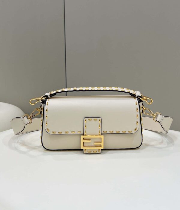 1:1 Replica Fendi Mon Baguette Medium White Bag For Woman 28cm/11in 8BR600AHMQF1FIR